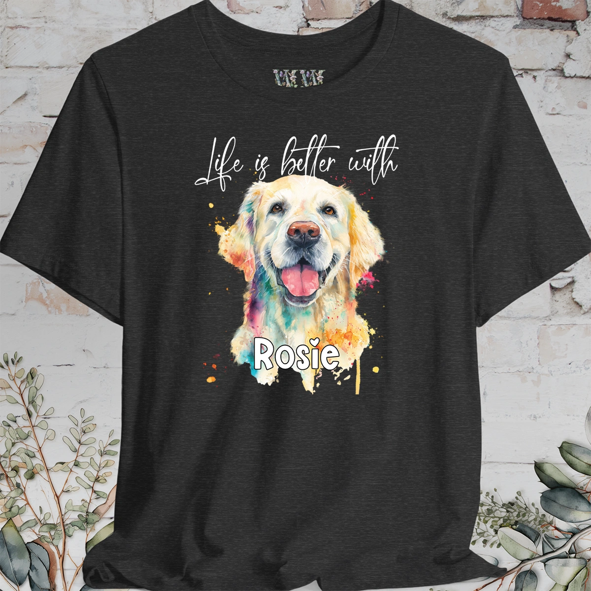 Cream Golden Retreiver 'Life is better with'  Personalized T shirt