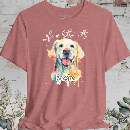Cream Golden Retreiver 'Life is better with'  Personalized T shirt
