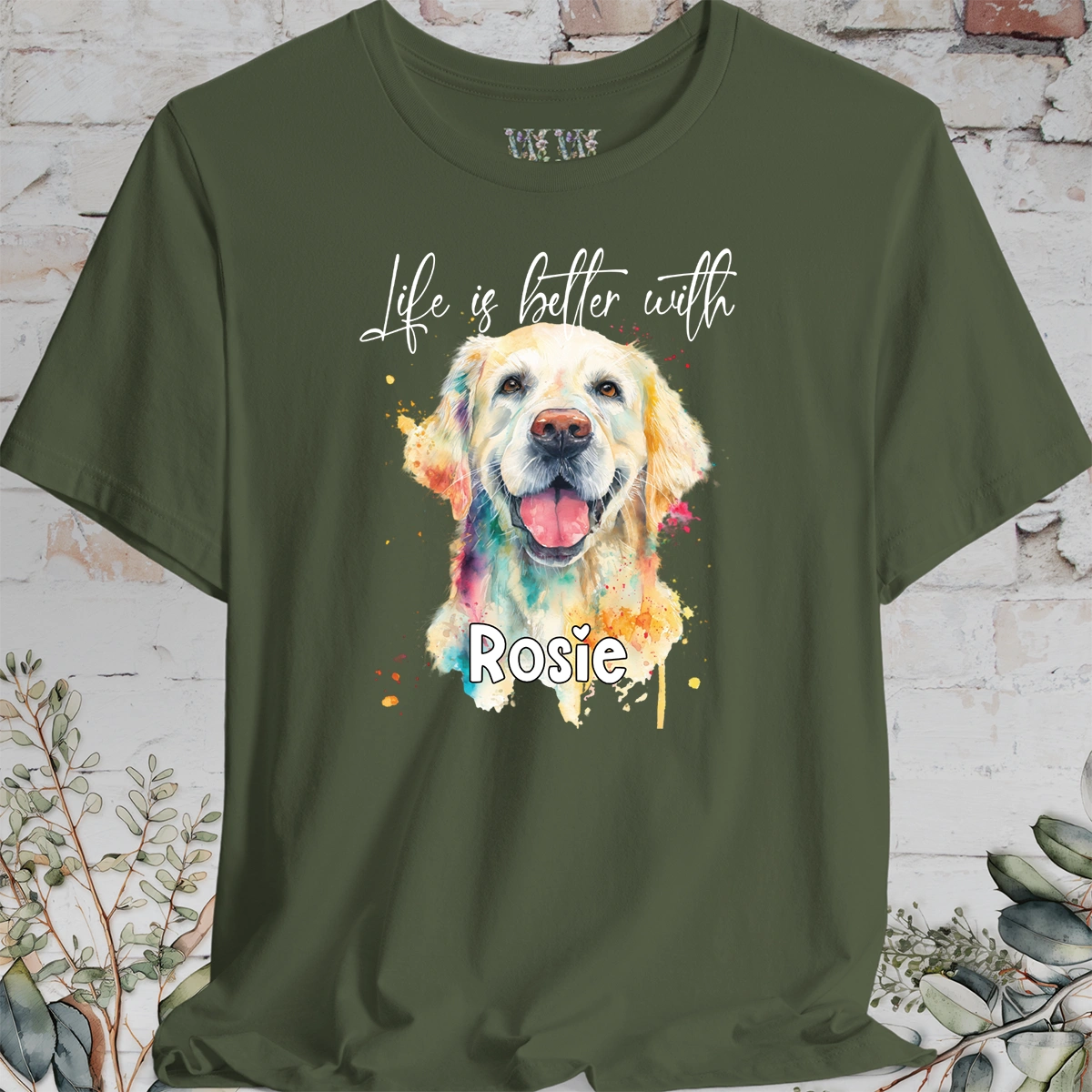 Cream Golden Retreiver 'Life is better with'  Personalized T shirt