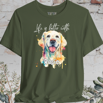 Cream Golden Retreiver 'Life is better with'  Personalized T shirt