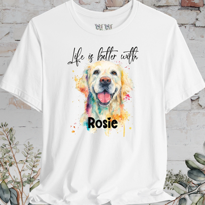 Cream Golden Retreiver 'Life is better with'  Personalized T shirt