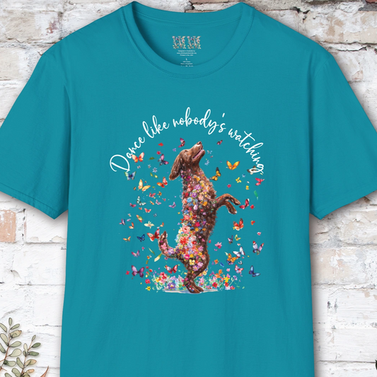 Curly Coated Retriever #2 "Dance like nobody's watching" unisex T shirt