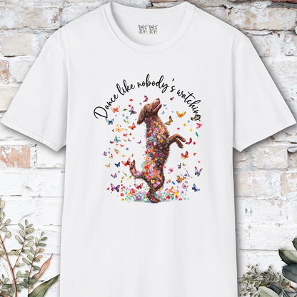 Curly Coated Retriever #2 "Dance like nobody's watching" unisex T shirt