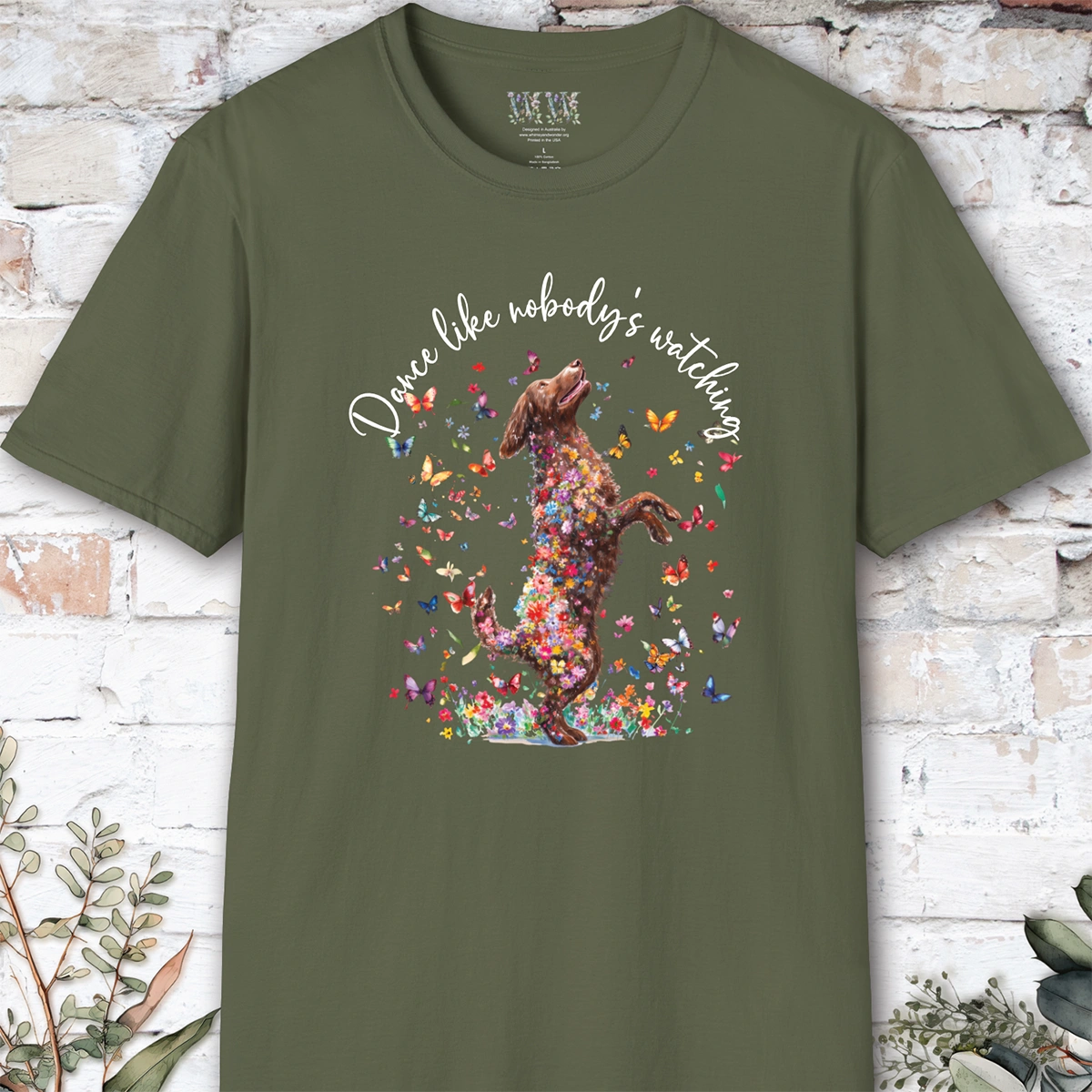 Curly Coated Retriever #2 "Dance like nobody's watching" unisex T shirt