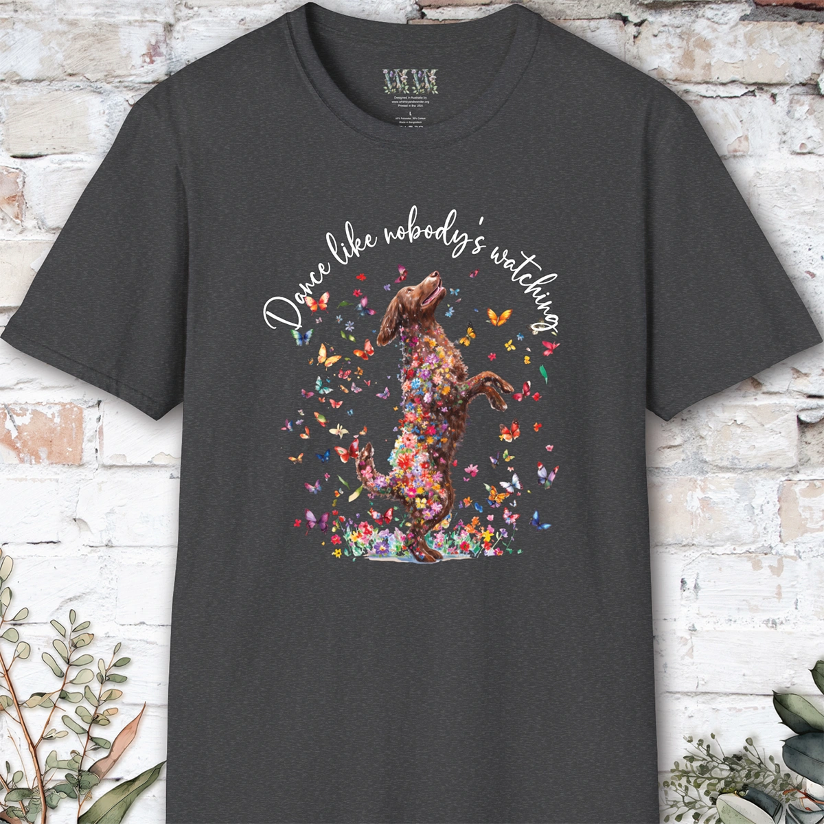 Curly Coated Retriever #2 "Dance like nobody's watching" unisex T shirt