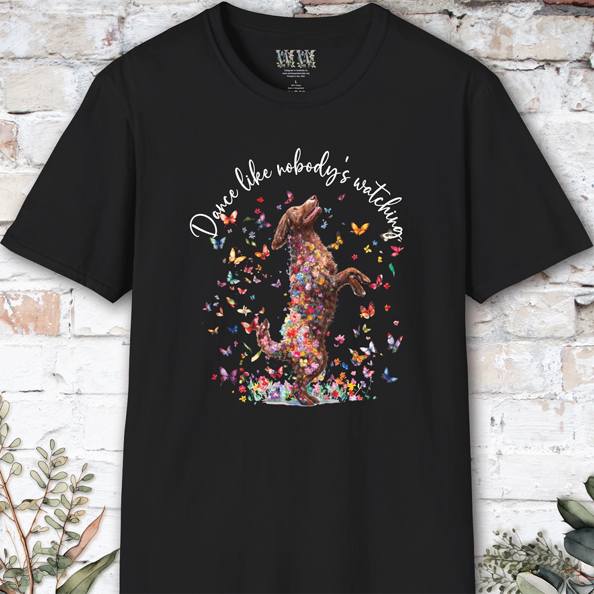 Curly Coated Retriever #2 "Dance like nobody's watching" unisex T shirt