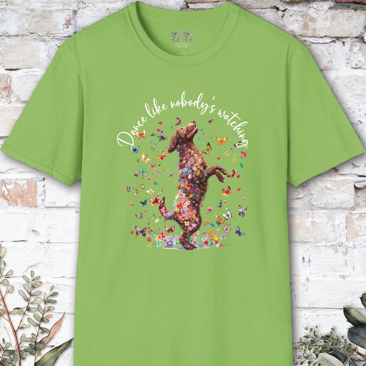 Curly Coated Retriever #2 "Dance like nobody's watching" unisex T shirt
