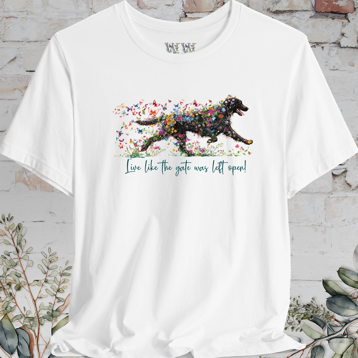 Curly Coated Retriever #2 'Live like the gate was left open' T shirt