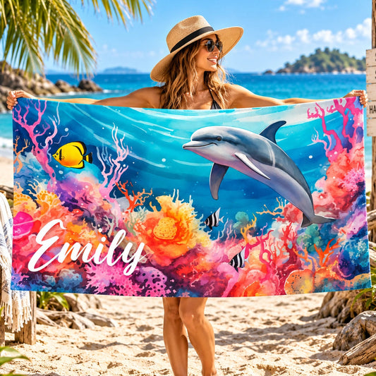 Dolphin #1 Personalised Beach Towels