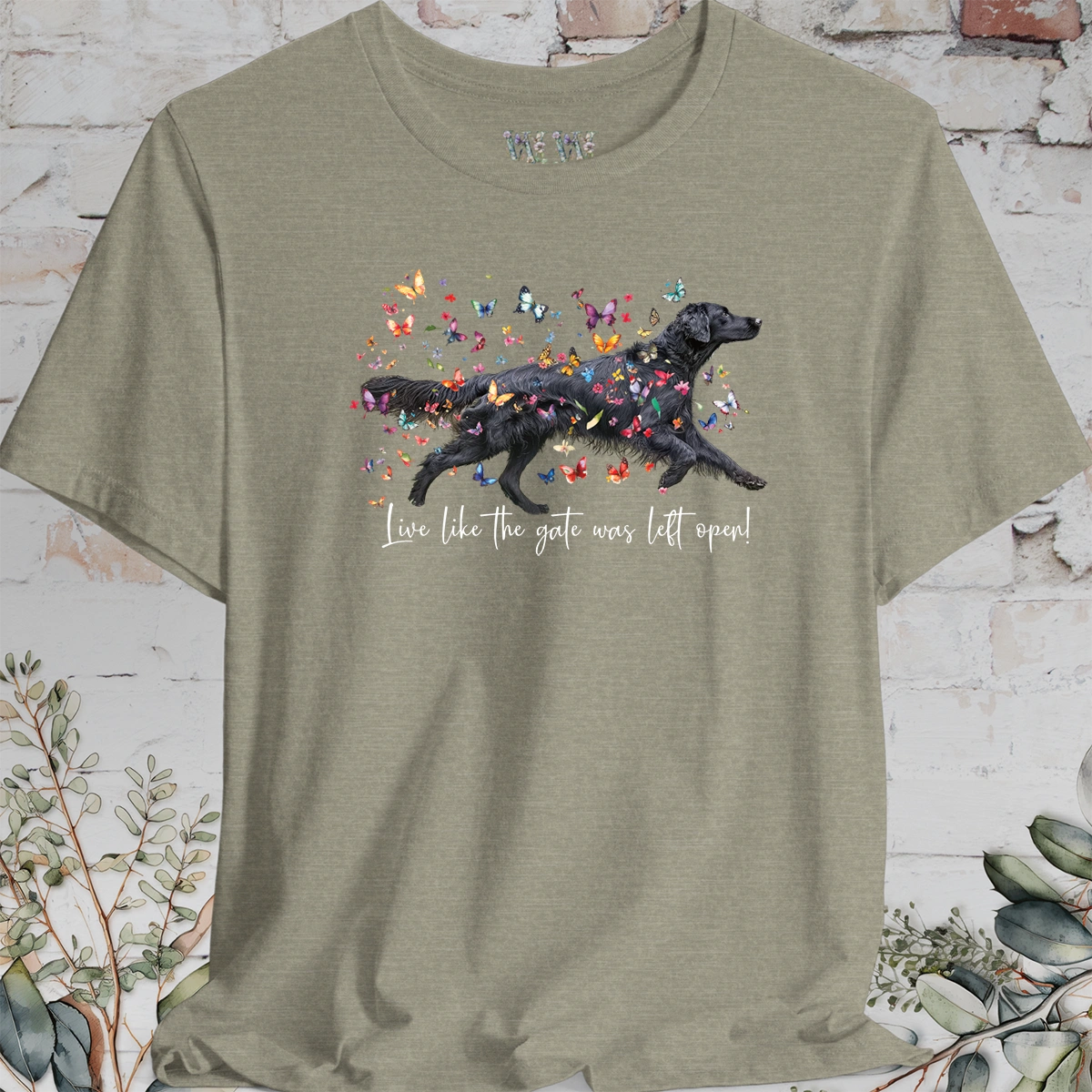 Flat Coated Retriever #1 "Live like the gate was left open" Unisex T shirt