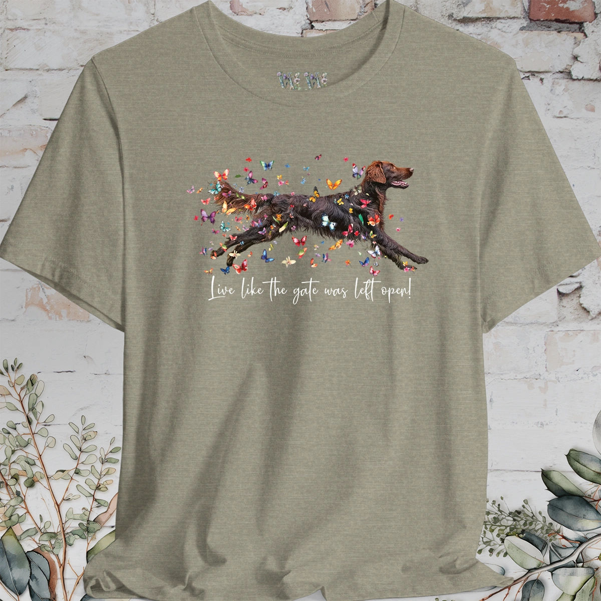 Flat Coated Retriever #2 "Live like the gate was left open" Unisex T shirt