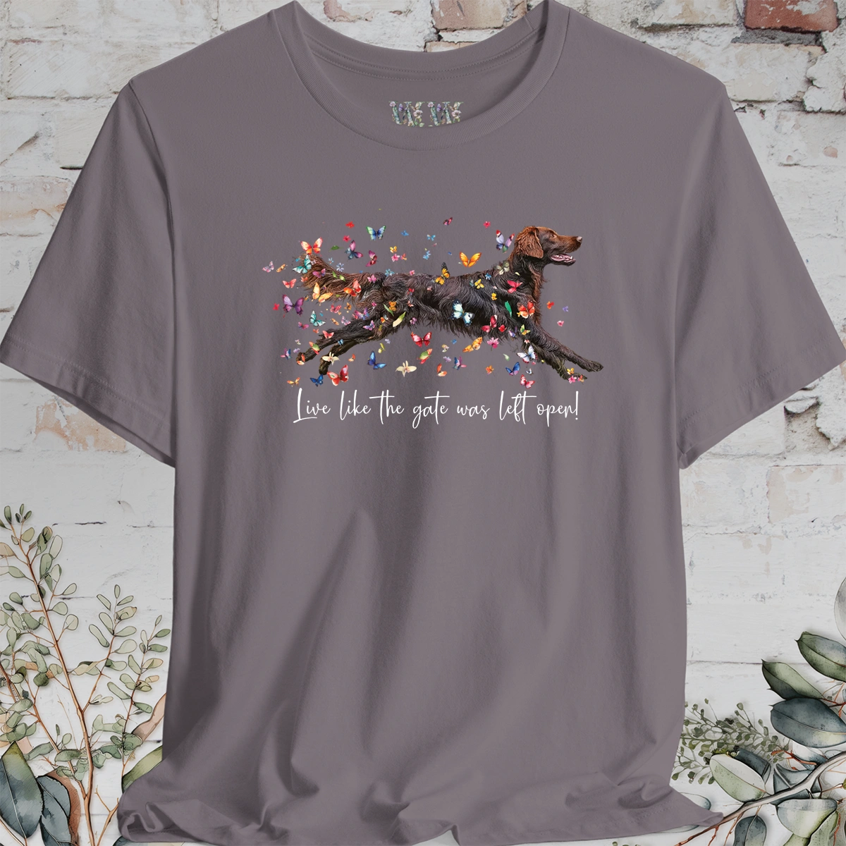 Flat Coated Retriever #2 "Live like the gate was left open" Unisex T shirt