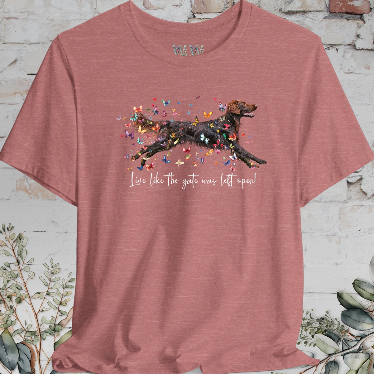 Flat Coated Retriever #2 "Live like the gate was left open" Unisex T shirt