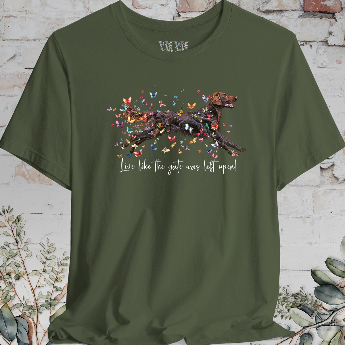 Flat Coated Retriever #2 "Live like the gate was left open" Unisex T shirt
