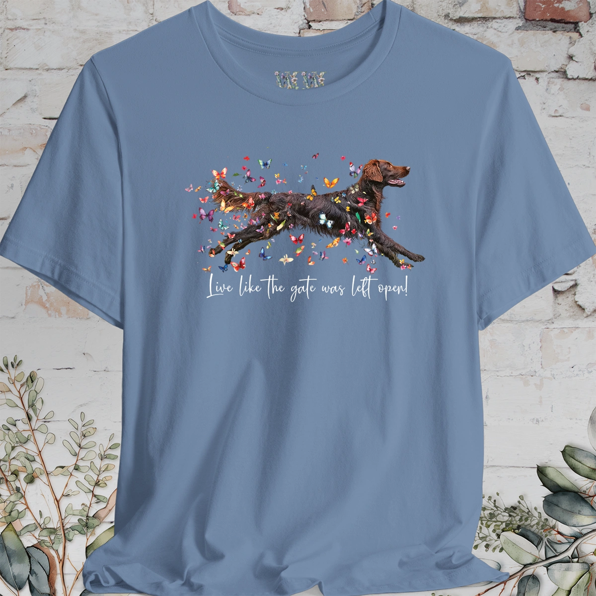 Flat Coated Retriever #2 "Live like the gate was left open" Unisex T shirt