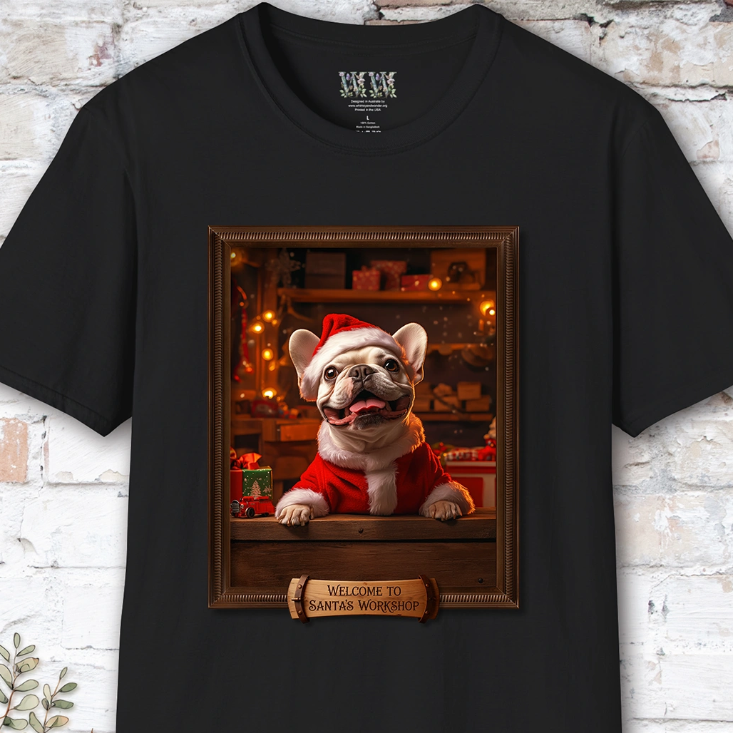 French Bulldog Santa's Workshop Unisex T shirt