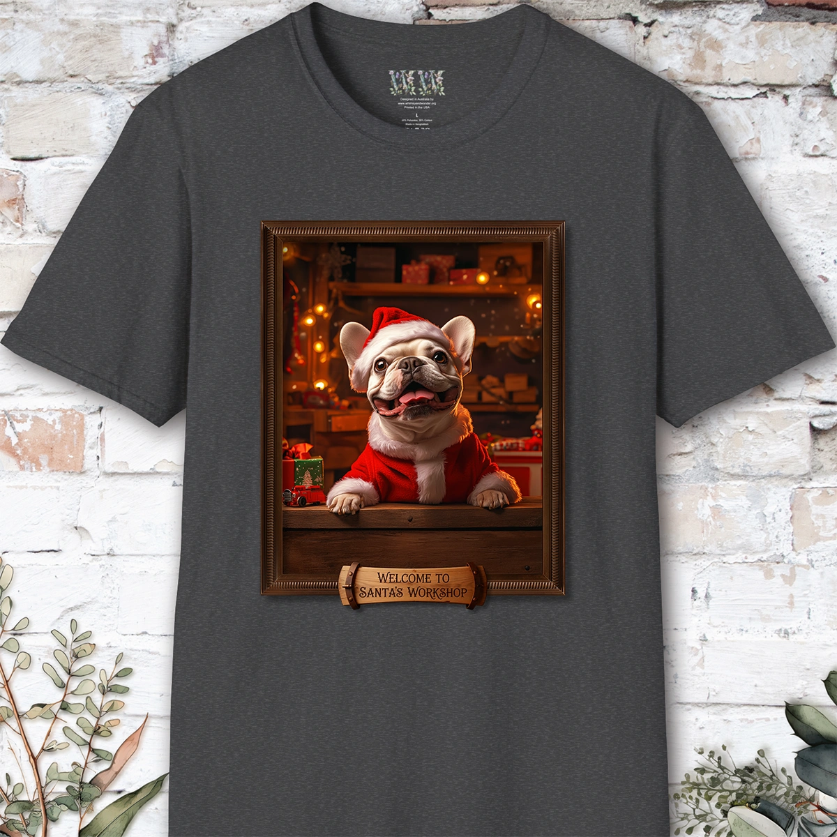 French Bulldog Santa's Workshop Unisex T shirt