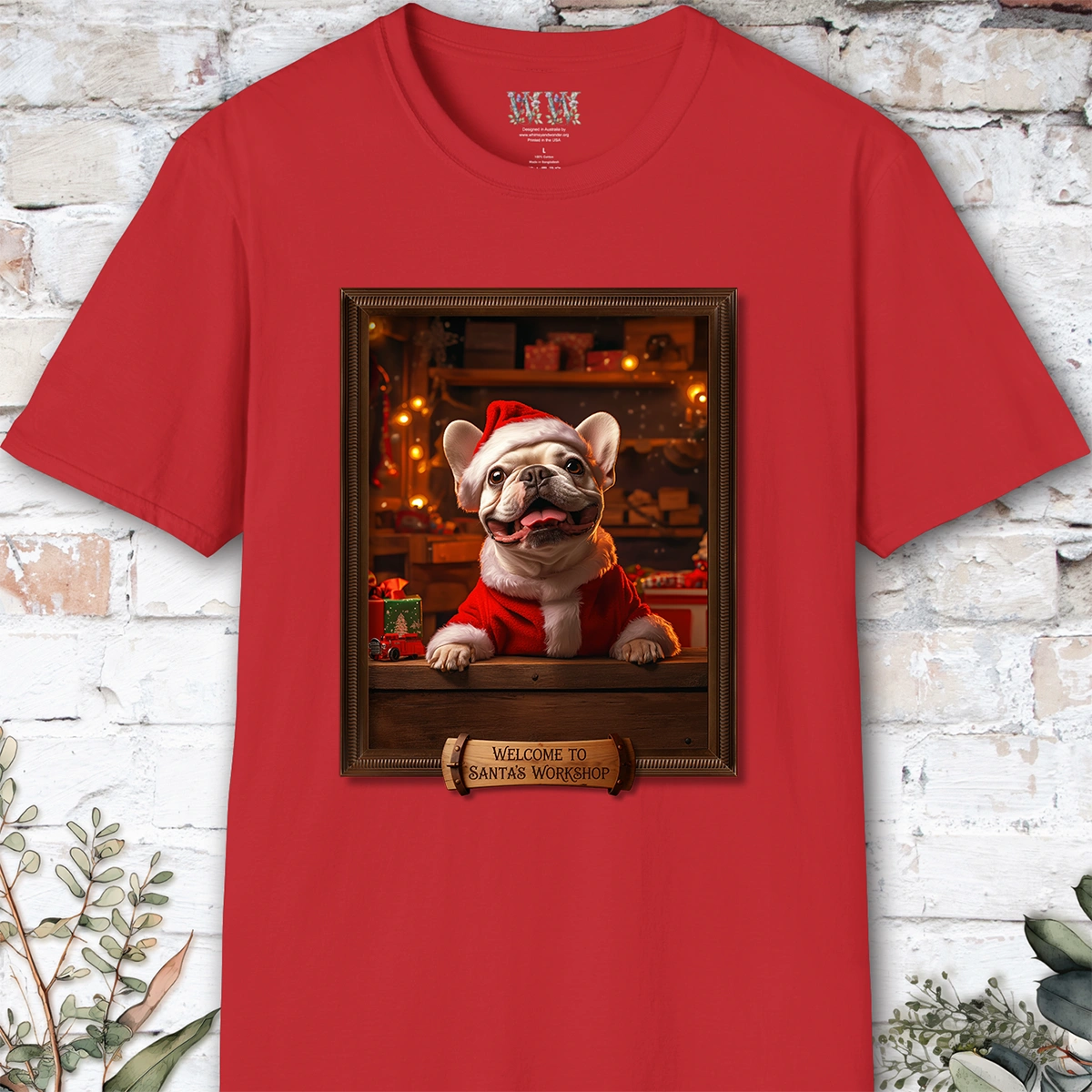 French Bulldog Santa's Workshop Unisex T shirt