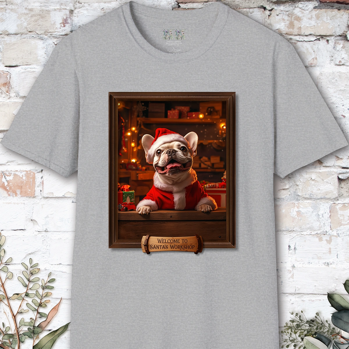 French Bulldog Santa's Workshop Unisex T shirt