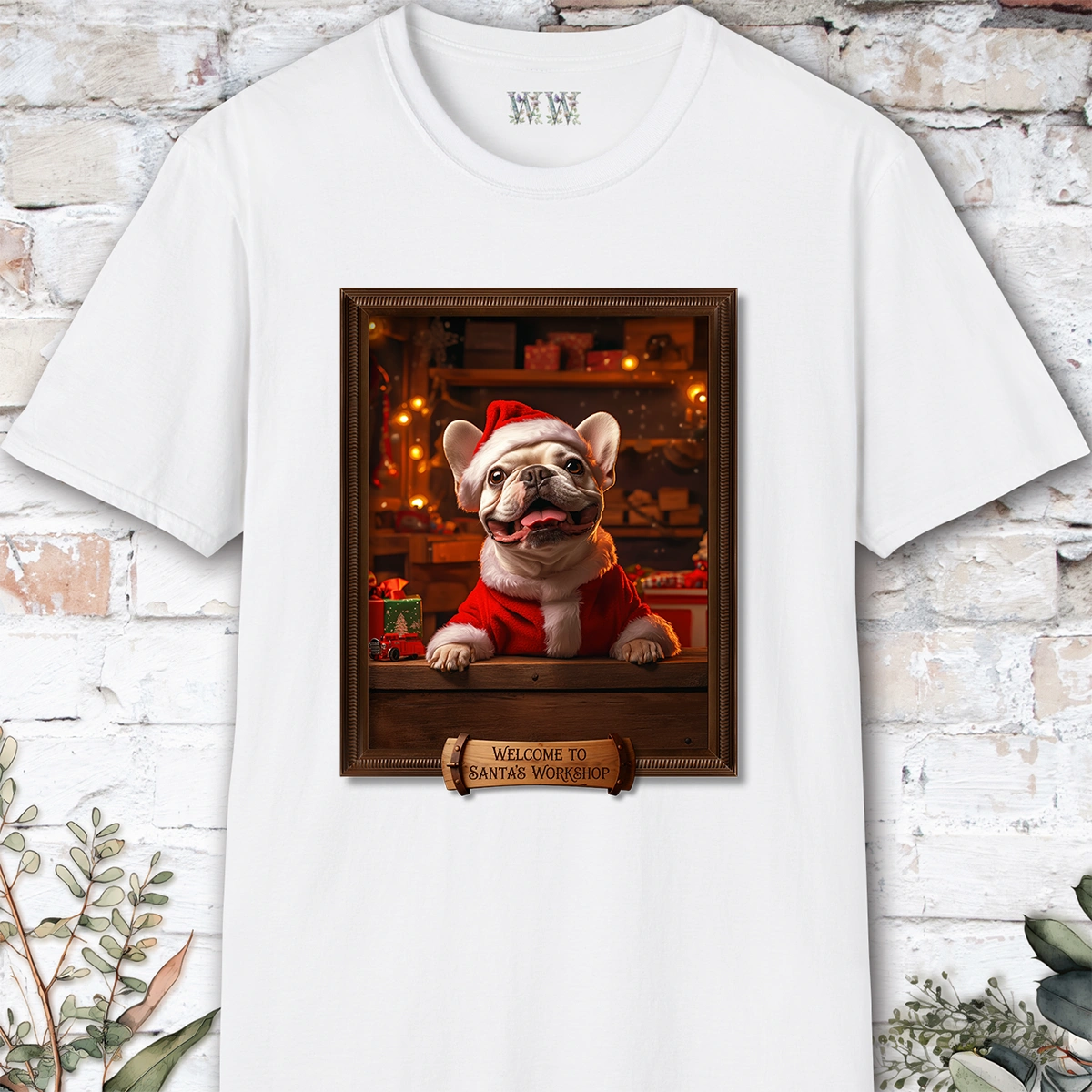 French Bulldog Santa's Workshop Unisex T shirt