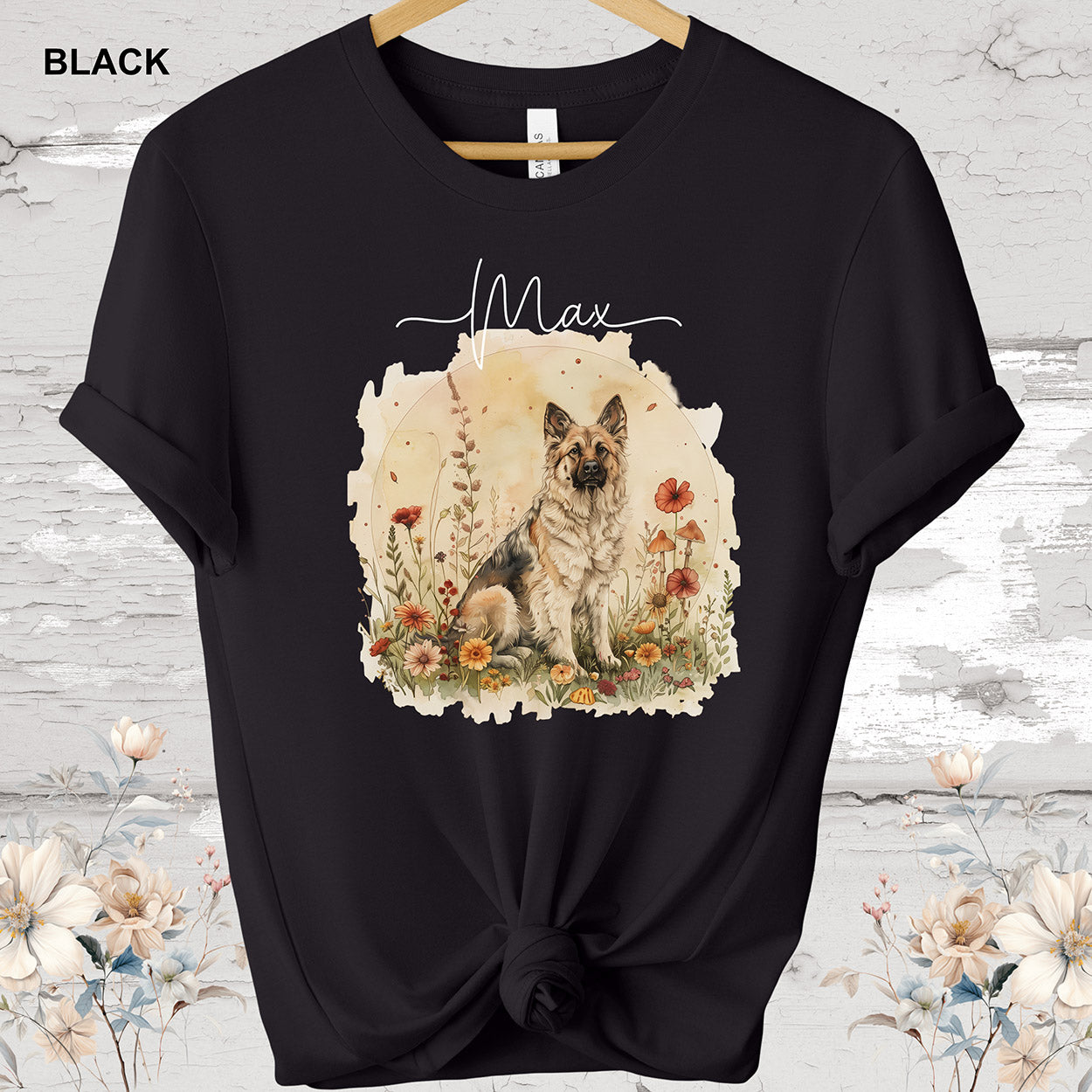 German Shepherd cottage garden T shirt