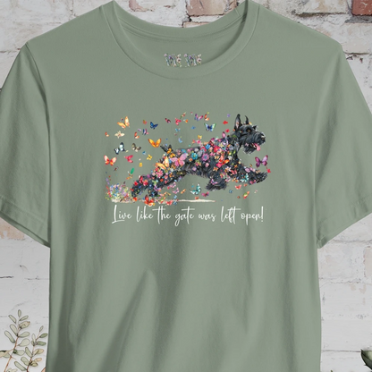 Giant Schnauzer "Live like the gate was left open" T shirt