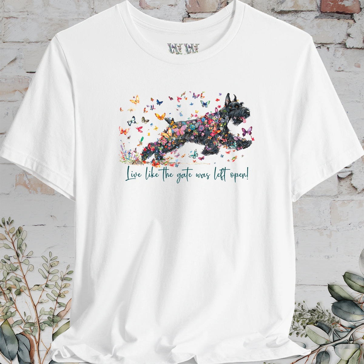 Giant Schnauzer "Live like the gate was left open" T shirt