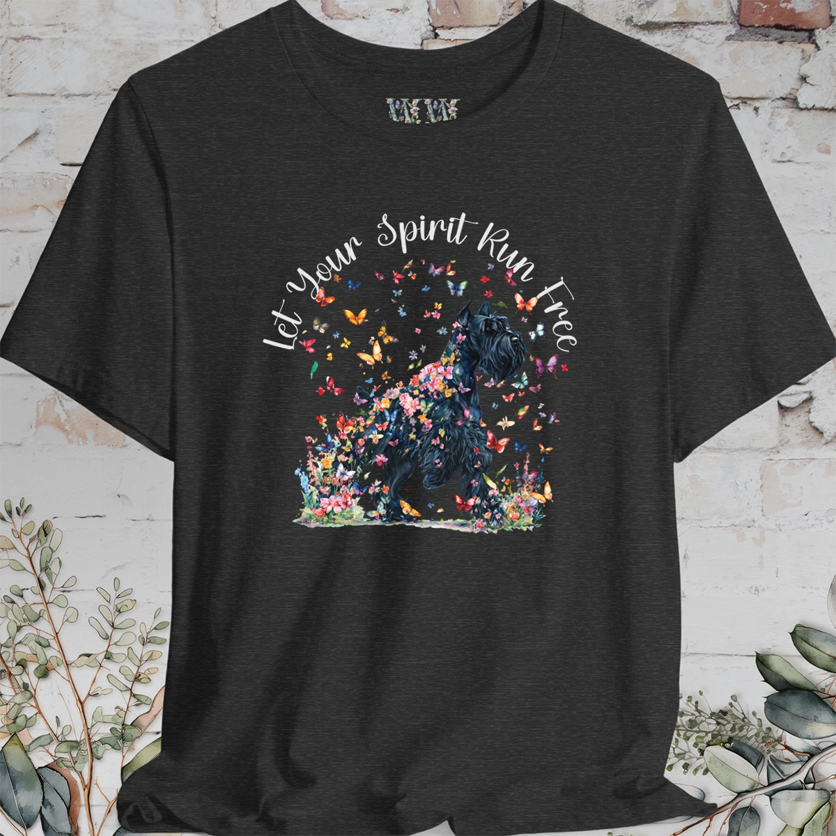 Giant Schnauzer #2 'Let your spirit run free' T shirt