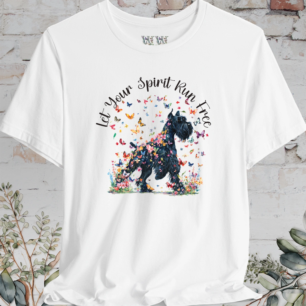 Giant Schnauzer #2 'Let your spirit run free' T shirt