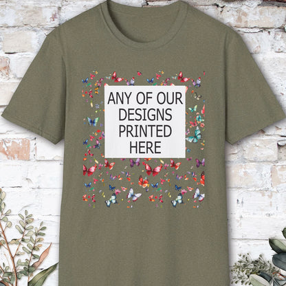 USA, Gildan 64000 - Any of our designs printed here, unisex T shirt