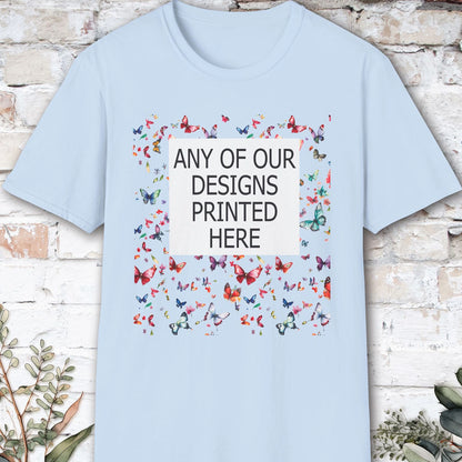 USA, Gildan 64000 - Any of our designs printed here, unisex T shirt