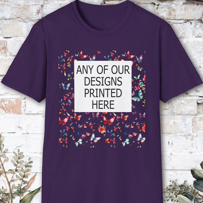 USA, Gildan 64000 - Any of our designs printed here, unisex T shirt