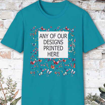 USA, Gildan 64000 - Any of our designs printed here, unisex T shirt