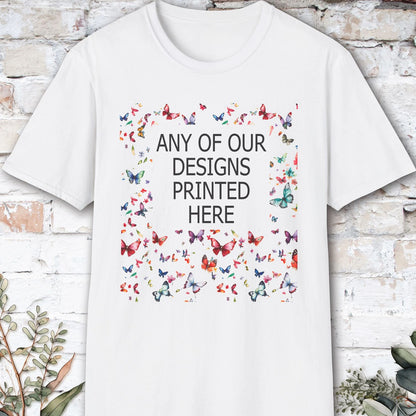 USA, Gildan 64000 - Any of our designs printed here, unisex T shirt