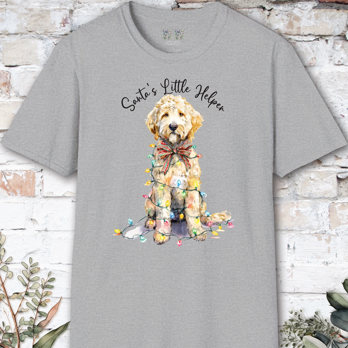 Golden Doodle Santa's little helper. unisex T shirt