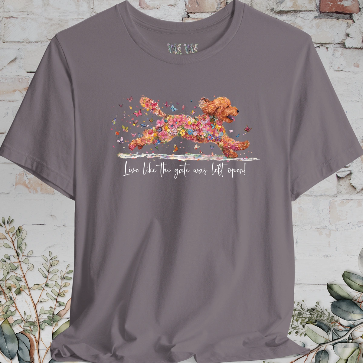 Golden Doodle #4 "Live like the gate was left open" Unisex T shirt
