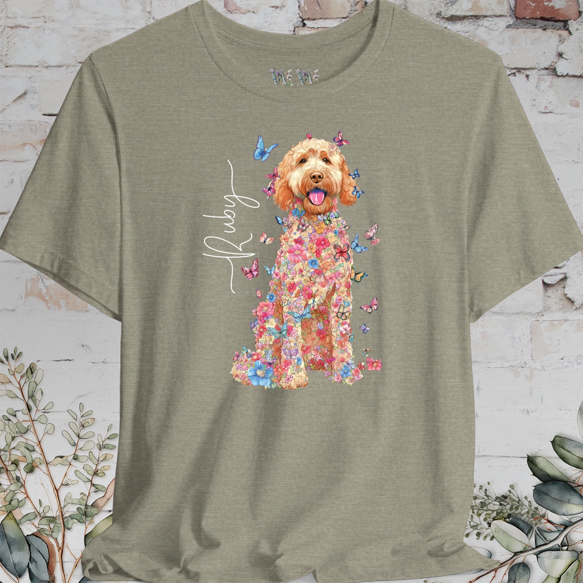 Golden Doodle #4 Floral Personalized T shirt