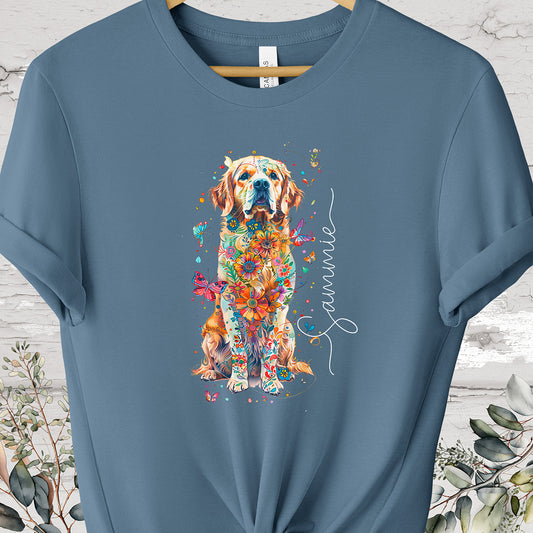 Golden Retriever floral #1 Personalized T shirt