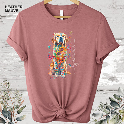 Golden Retriever floral #1 Personalized T shirt