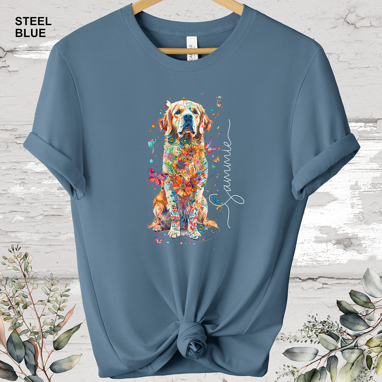 Golden Retriever floral #1 Personalized T shirt