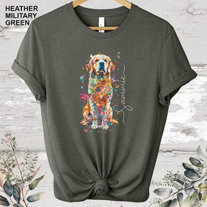 Golden Retriever floral #1 Personalized T shirt