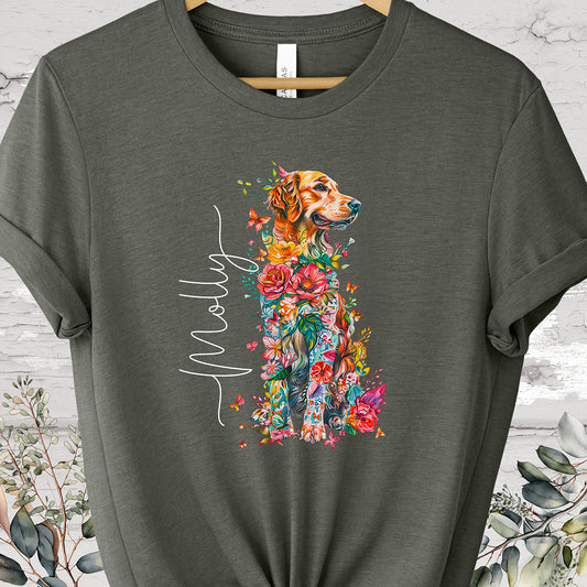 Golden Retriever Floral #2 Personalized T shirt