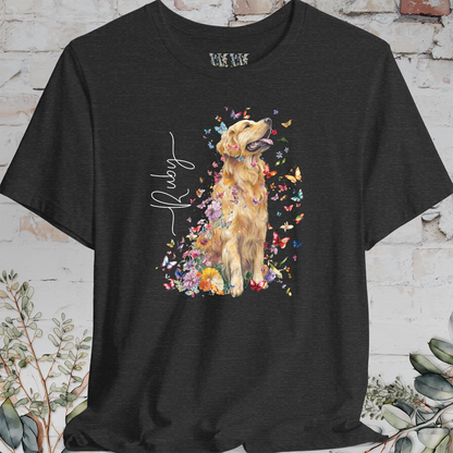 Golden Retriever #4 Floral Butterfly T shirt