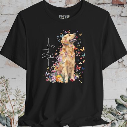 Golden Retriever #4 Floral Butterfly T shirt