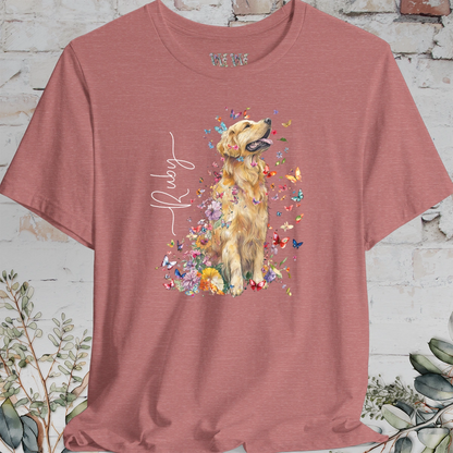 Golden Retriever #4 Floral Butterfly T shirt