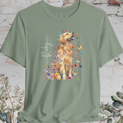 Golden Retriever #4 Floral Butterfly T shirt