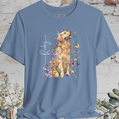Golden Retriever #4 Floral Butterfly T shirt