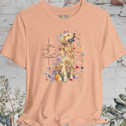 Golden Retriever #4 Floral Butterfly T shirt