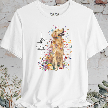Golden Retriever #4 Floral Butterfly T shirt