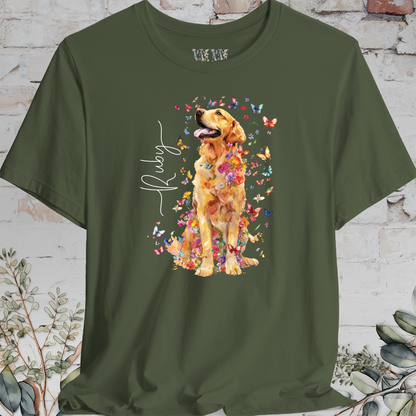 Golden Retriever #5 Floral Butterfly T shirt